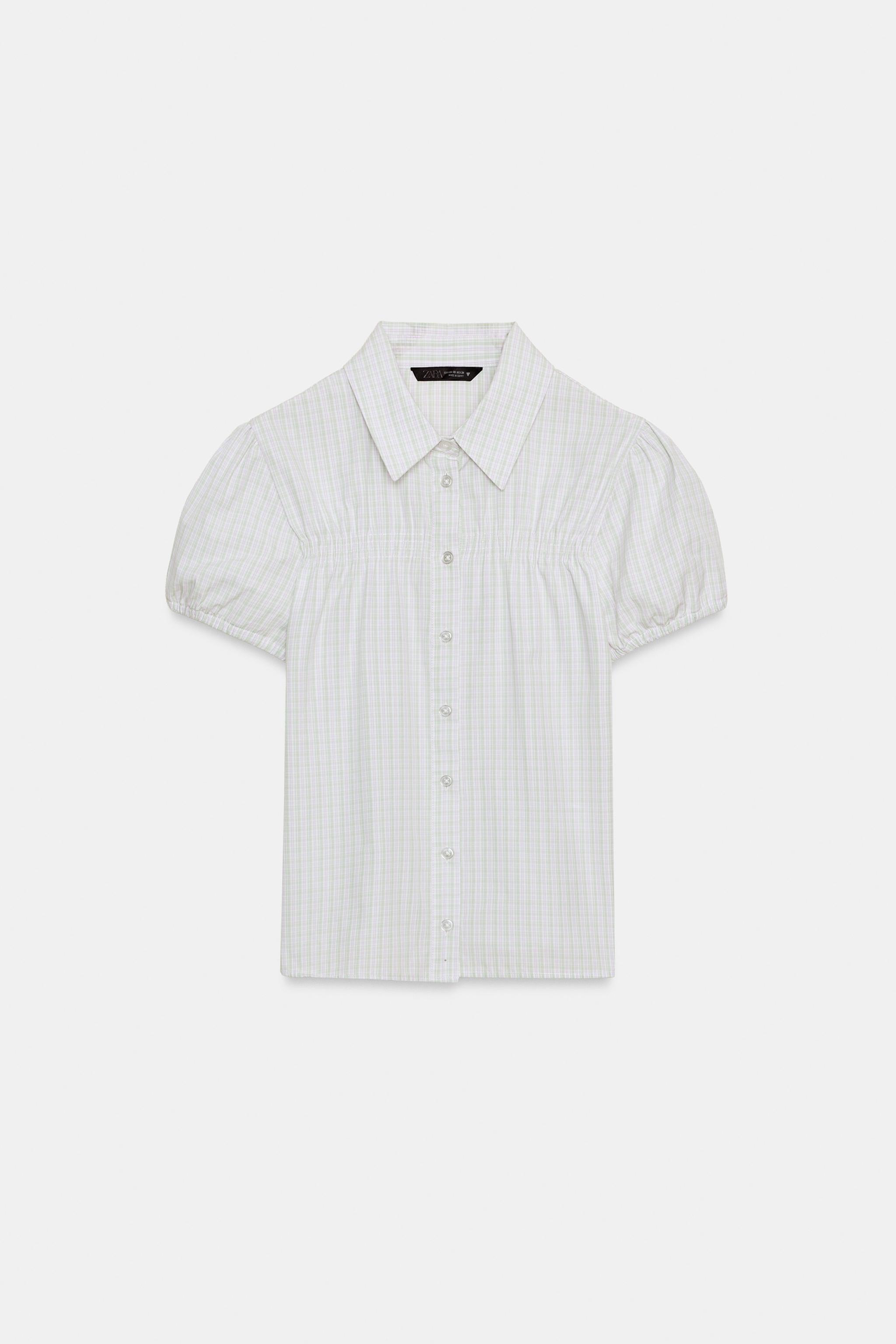 CHECKED ELASTIC POPLIN SHIRT